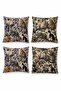 Cats in the Fruit Garden Patterned Set of 4 Throw Pillow Covers - 3