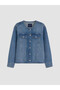 Ozmarka New Season Indigo Crew Neck Women's Jean Jacket - 5