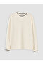 Özmarka New Season Ecru Soft Touch Striped Women's Sweatshirt