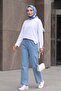 Crew Neck Slit Oversize Combed Cotton Tunic -White - 3