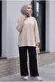 Crew Neck Slit Oversize Combed Cotton Tunic - Mink - 5