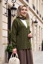 Buttoned Front V-Neck Soft Knitwear Cardigan -Khaki - 4