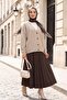 Buttoned Front V-Neck Soft Knitwear Cardigan - Light Mink - 4