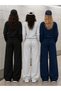 (Winter Bottoms Are Coming) Women's 3-Pack Winter Fleece-Lined Sweatpants with Fleece Inside Black Gray Navy Blue - 3