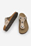 Women's Genuine Leather Eva Sole Buckle Flip Flops Vezon Beige Suede S - 8