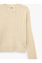 Long Sleeve Crew Neck Crop Hair Knit Textured Knitwear Sweater - 5