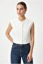 Women's Power Off-White Lined Woven Vest - 2