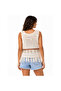 Women’s White Crochet Sleeveless Fringe Boho Top - 2