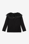 Black Glitter Detailed Tulle Collar Long Sleeve Girls' Blouse - Serena - 2