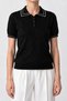 Contrast Striped Polo Collar Knitwear Blouse Lki̇0053 Black - 4