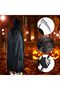Kids Adult Death Scary Halloween Costumes, Black Halloween Grim-Reaper Costume Set, Velvet Hooded Cape Skull Face Mask Skeleton Hand Gloves Prop for Men Women - 2