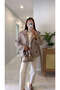 Tetsa Beige Checkered Belted Short Trench Coat - 4