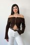 Women's Madonna Collar Zippered Cardigan Brown - 27K 2603
