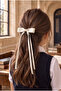 Satin Bow with Thin Ribbon Bow Buckle Ecru