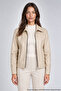 Women's Beige Fur Polo Collar Comfortable Fit Leather Jacket - 2