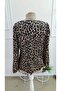 Women's long sleeve round neck v-neck leopard print supreme blouse - 6