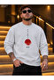 Men's Japanese Style Vertical Calligraphy Crew Neck Casual Regular Fit Sweatshirt