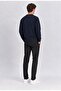 Men's Navy Blue Crew Neck Ottoman Sweatshirt - 4