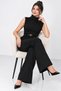 High Collar Belted and Belted Jumpsuit - 4
