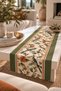 Botanica 1 Piece Floral Bird Runner Green Orange Floral Patterned Decorative Table Decoration Decorative Table Runner - 3