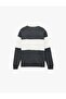 Color Blocked Embroidered Polo Collar Long Sleeve Sweatshirt - 4