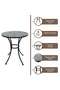 Mia Round Metal Printed Table -black - 3