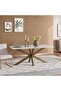 Faroe 6 Seater Dining Table Marble - White & Antique Brass