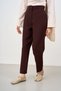 Women's Single Button Waist Half Elastic Tight Leg Pants Bitter Brown - 2