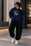 Women's Plus Size Printed Hooded 2-Piece Tracksuit Set Oversize Comfortable Fit Jogger Bottom Top Set - 2