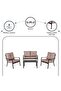 CASSENA OUTDOOR SOFA SET 2+1+1+COFFEE TABLE -BROWN - 3