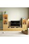 Bestah Entertainment Unit Low Storage Combination With Glass Doors + Led Light - Natural - 2