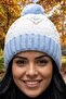 Women's Pompom Folded Patterned Knitted Winter Beanie - 5