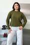 Women's Crew Neck Casual Knitwear Sweater Khaki - 27K 2528