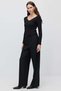 Women's high-waisted pants with knitted waistband detail - 3