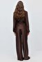 Women's Textured High Waist Wide Leg Pants - 4