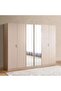 Adaline 6 Door Wardrobe With Mirror - Grey