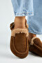 Alba Fur Women's Leather Laceless Tan Sabo Slippers - 6