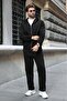 Black Hooded Zippered Double Face Men's Tracksuit Set E7374 - 4