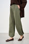 Women's Elastic Cuff and Elastic Waist Trousers Khaki Green - 2