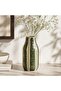 Emi Stoneware Linear Glaze Vase 10x10x20cm - Green
