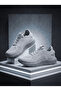 Unisex Gray Knitted Mesh Detailed Lace-Up Sneaker