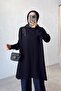 Shoulder Zippered Mercerized Tunic - Black