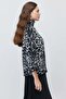 Women's Patterned High-Neck Bat Sleeve Knit Sweater - 3