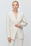 Women's Collarless V-Neck Single Button Blazer Jacket - 3