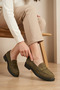 Khaki Nubuck Women's Loafer Shoes Genuine Nubuck Leather Soft Casual Women's Khaki Green Loafer Moccasin Shoes - 5