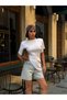 Star Detailed Crystal Stone Denim Shorts - 6