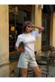 Star Detailed Crystal Stone Denim Shorts - 3
