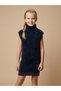 Girl's Skirt Hem Stone Detailed High Neck Sleeveless Dress - 3
