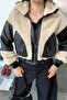 Women's Stand Collar Zippered Plush Coat Black - 8752 - 2