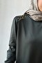 Mercerized Tunic with Shoulder Accessory Detail - Khaki - 2